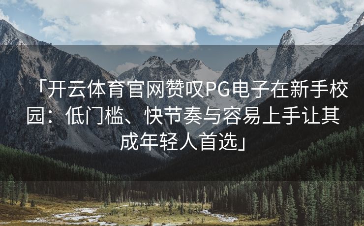 「开云体育官网赞叹PG电子在新手校园：低门槛、快节奏与容易上手让其成年轻人首选」